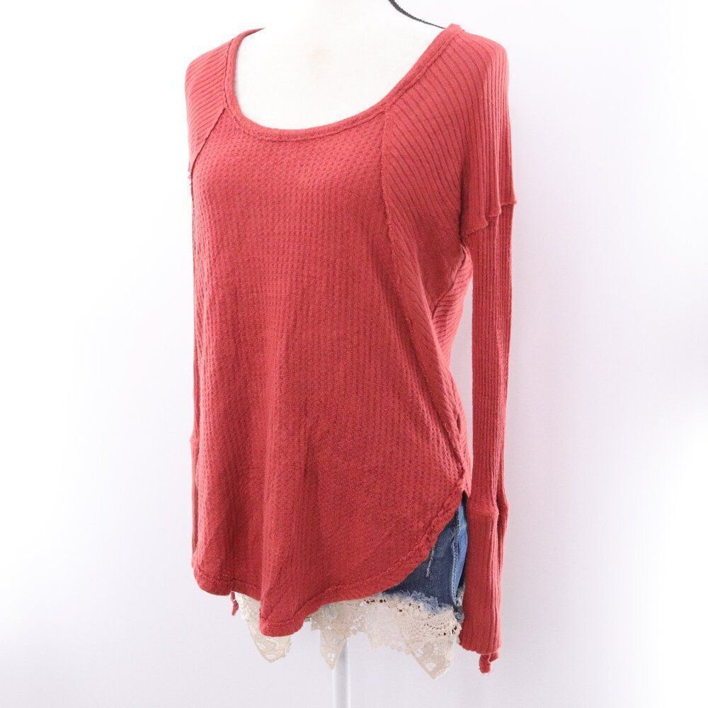 Free People | Waffle Knit Long Sleeve Top XS